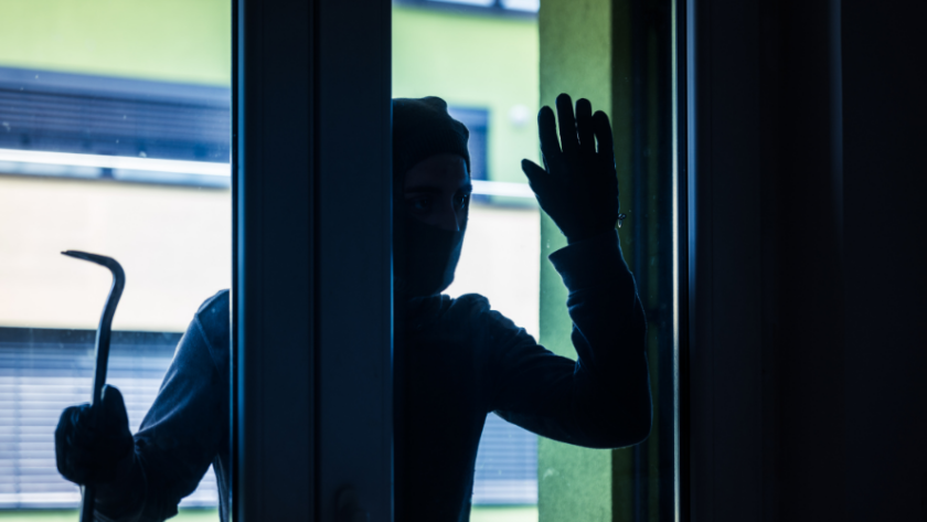 burglar outside french doors