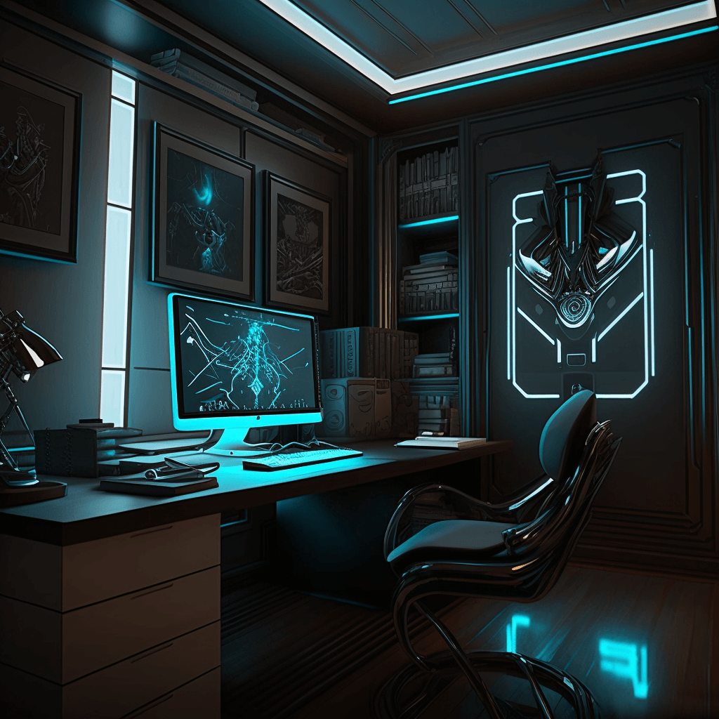 Home office inspired by Disney's Tron