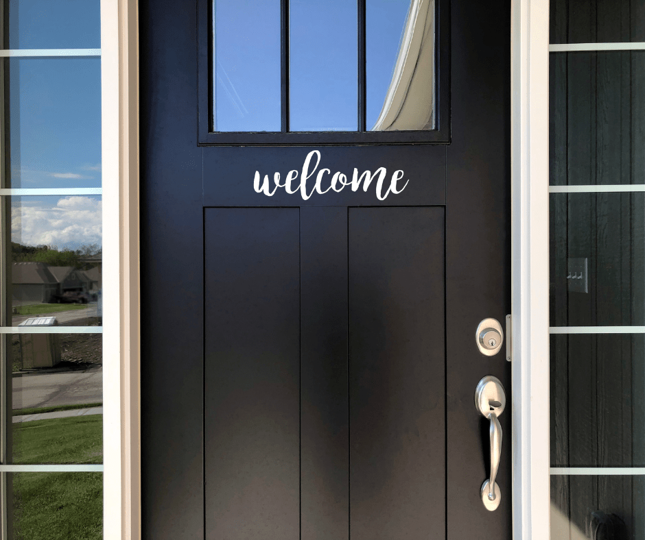 Painted wooden front door in black