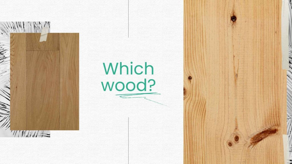 close up image of grained oak and pine wood
